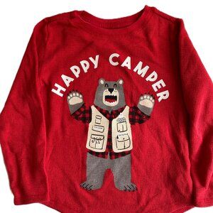 5/$10 | Toddler Boy 4T Long Sleeve Thermal Like T-Shirt Red Hapy Camper Bear